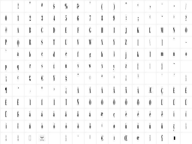 C652-Deco Regular Character Map C652-Deco Regular Character Map