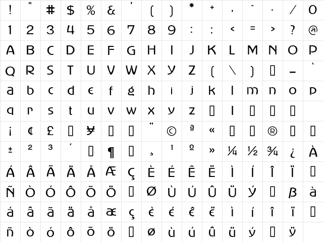 Adventix Regular Character Map
