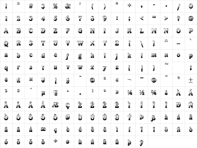 Cabaret ICG Regular Character Map