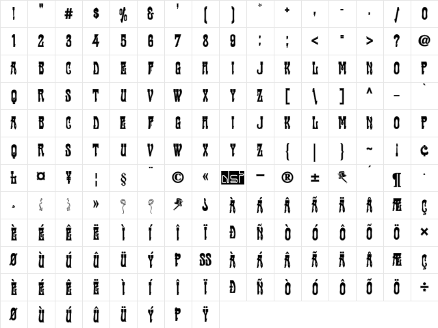 CabaretContour Regular Character Map