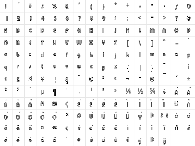 Cable Thin Normal Character Map