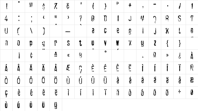 CablegramZagreb Regular Character Map CablegramZagreb Regular Character Map