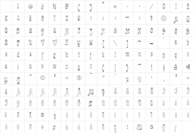 Cacao Plain Outline Regular Character Map Cacao Plain Outline Regular Character Map