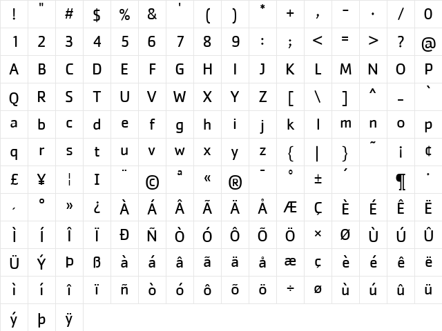 CachetBook Regular Character Map