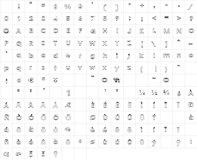 Cacophony Out Loud Regular Character Map