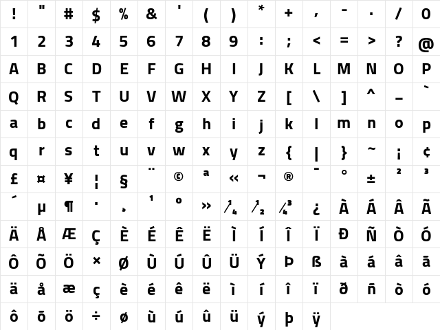 Cairo Bold Character Map