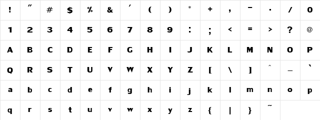 LilyUPC Bold Character Map