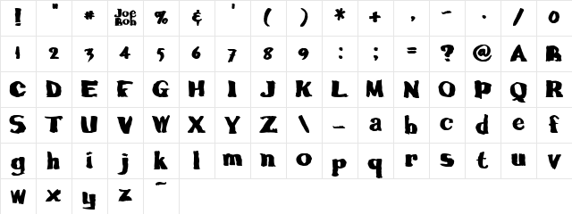 calamityJoe Regular Character Map