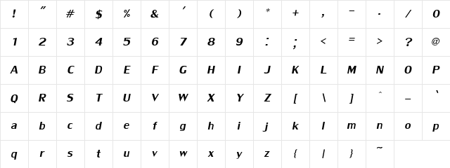 LilyUPC Italic Character Map