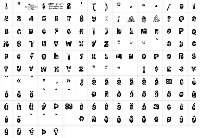 Calaveras Regular Character Map