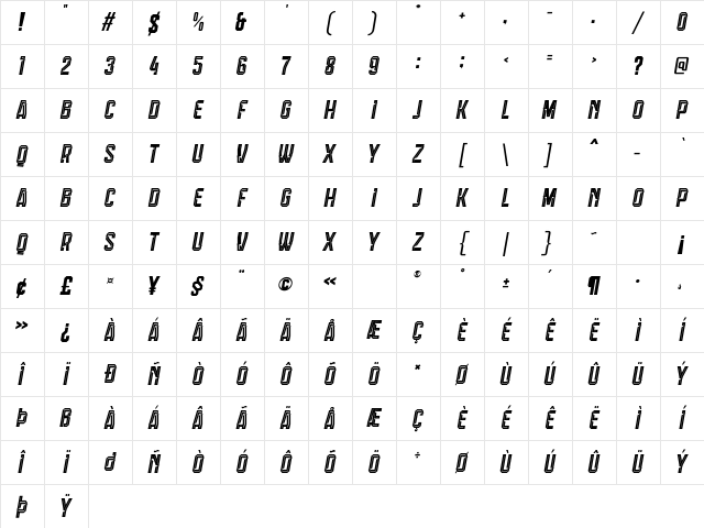 Calcio Italiano Free Personal Use 2 Regular Character Map
