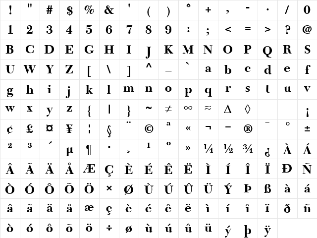 CalendarNova Bold Character Map CalendarNova Bold Character Map