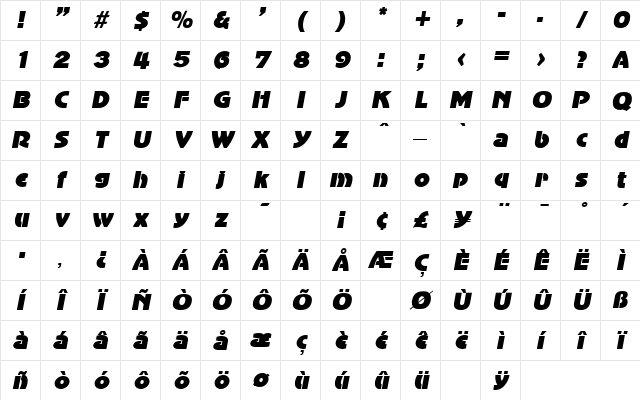 AdvertisersGothic Italic Character Map