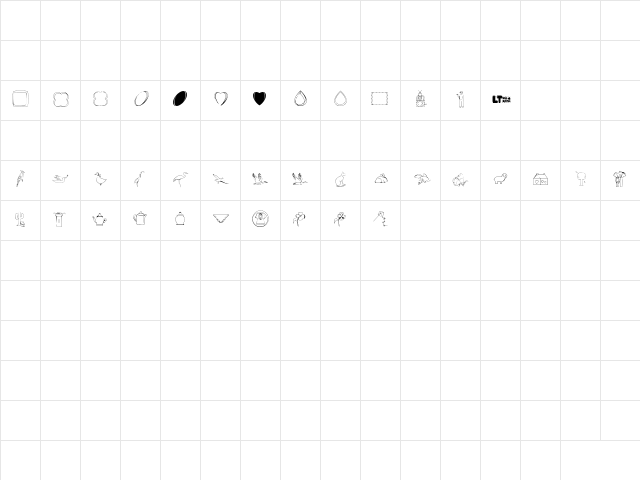 CaliKat's Path Draws LT Regular Character Map