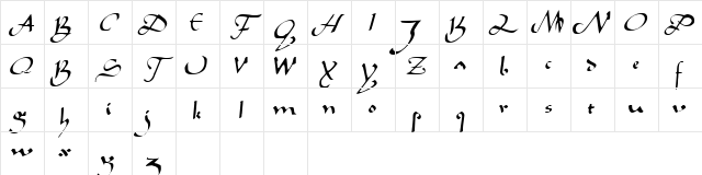 Caliph Regular Character Map