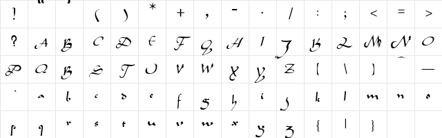 Caliph Regular Character Map