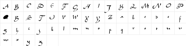 Caliph Regular Character Map