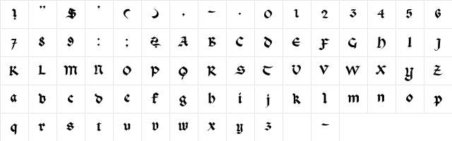 CallifontsA03PostScript Regular Character Map