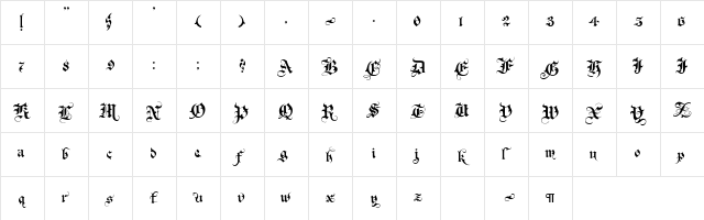 CallifontsE44PostScript Regular Character Map