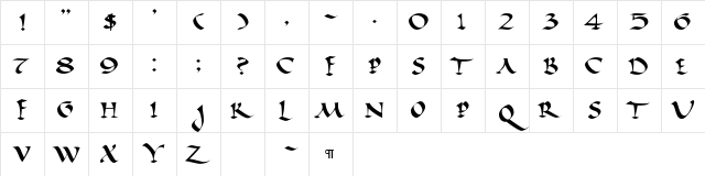 CallifontsF52PostScript Regular Character Map