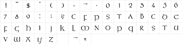 CallifontsF55PostScript Regular Character Map CallifontsF55PostScript Regular Character Map