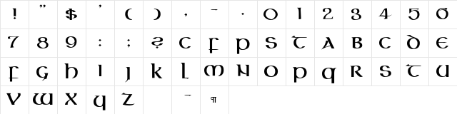 CallifontsF56PostScript Regular Character Map