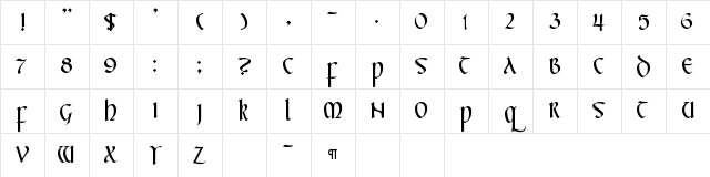 CallifontsF57TrueType Regular Character Map