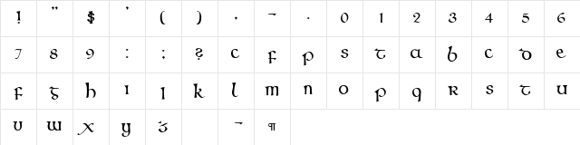 CallifontsF61PostScript Regular Character Map