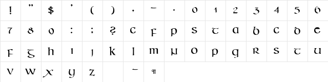 CallifontsF63PostScript Regular Character Map