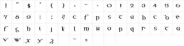 CallifontsF65TrueType Regular Character Map
