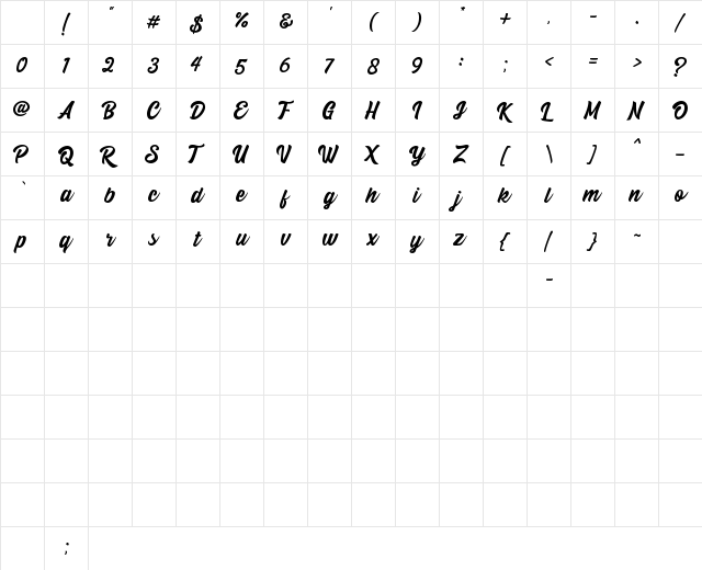 Calling Heart Regular Character Map