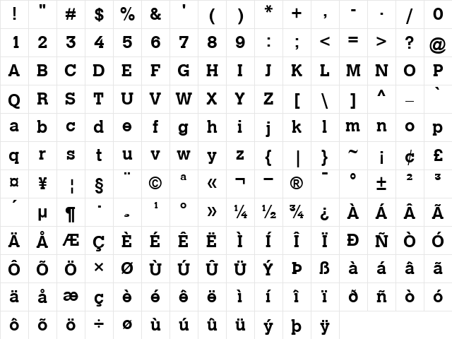CalvertMT Bold Character Map CalvertMT Bold Character Map