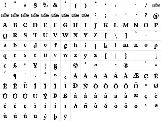 CalvinoTrial Extrabold Character Map