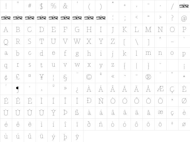 Calvino Grande Trial Monoline Character Map Calvino Grande Trial Monoline Character Map
