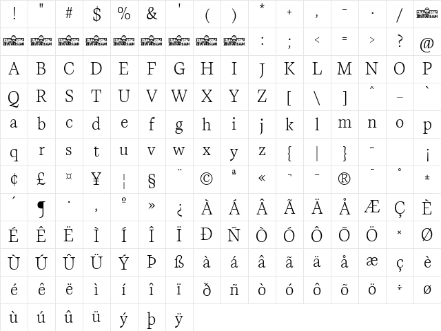 CalvinoTrial Light Character Map