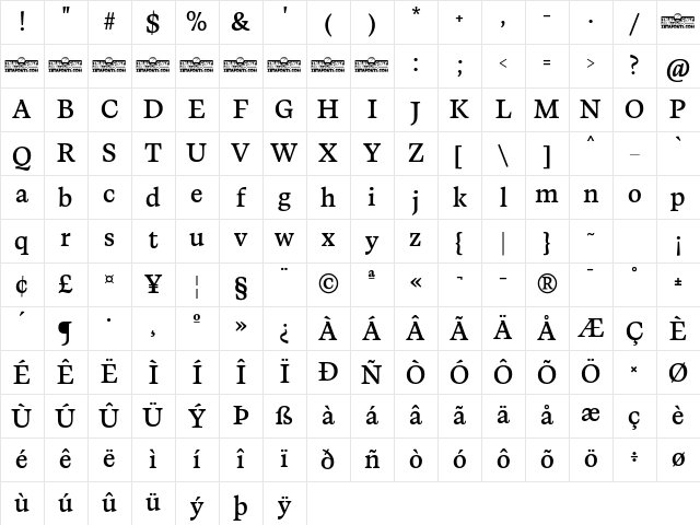 CalvinoTrial Semibold Character Map