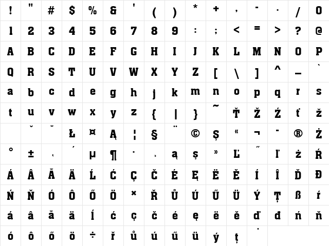 AachenDEEMed Regular Character Map