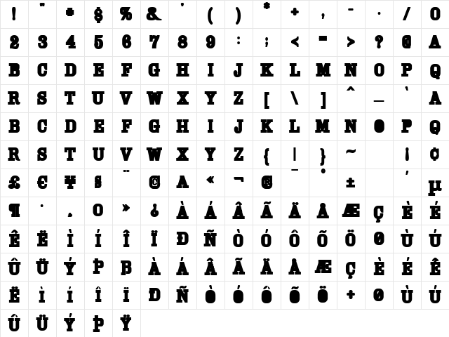 Cam ExtraBold Character Map