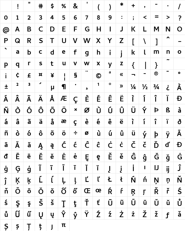 Cambay Bold Character Map Cambay Bold Character Map