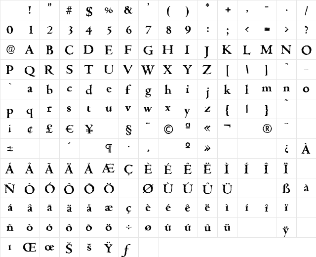 CambridgeAntique Bold Character Map CambridgeAntique Bold Character Map