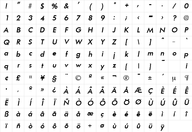 Limerick-Serial-Medium RegularItalic Character Map Limerick-Serial-Medium RegularItalic Character Map