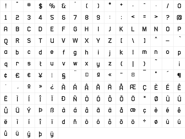 Camo SansHeavy Regular Character Map