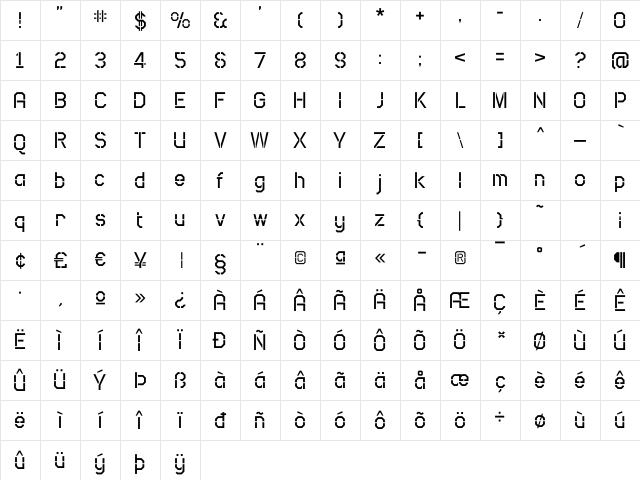 Camo SansRegular Regular Character Map