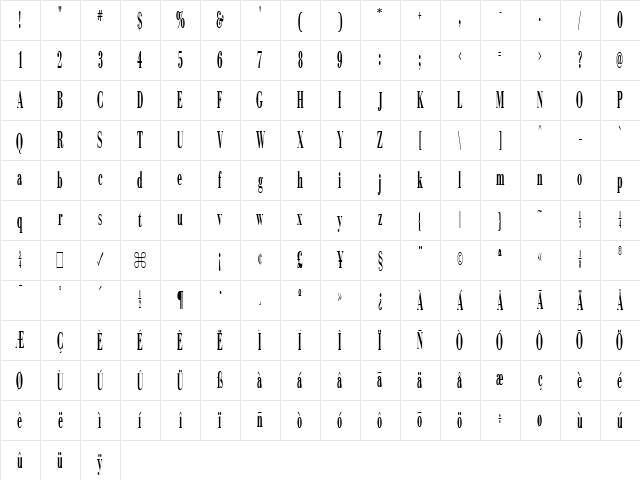 Campagna DB Regular Character Map