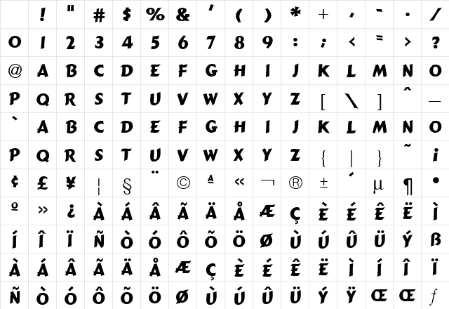 Cancun Regular Character Map