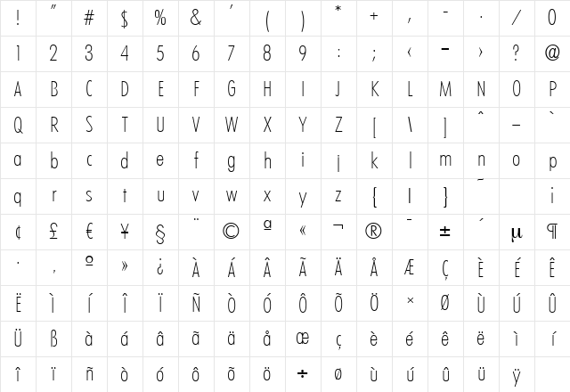 LimerickCdSerial-Xlight Regular Character Map