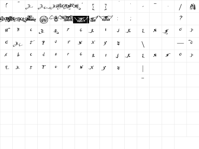 Aero Font One Regular Character Map