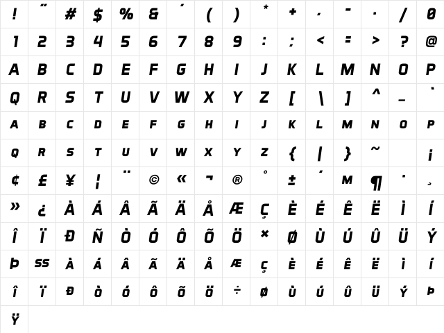 Aero Matics Display Bold Italic Character Map Aero Matics Display Bold Italic Character Map