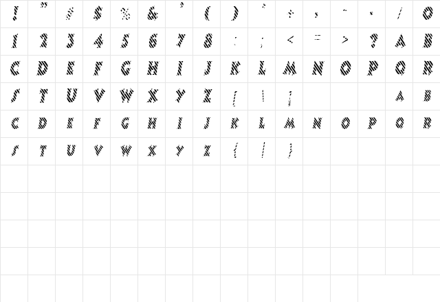 CandyStripeCondensed Oblique Character Map