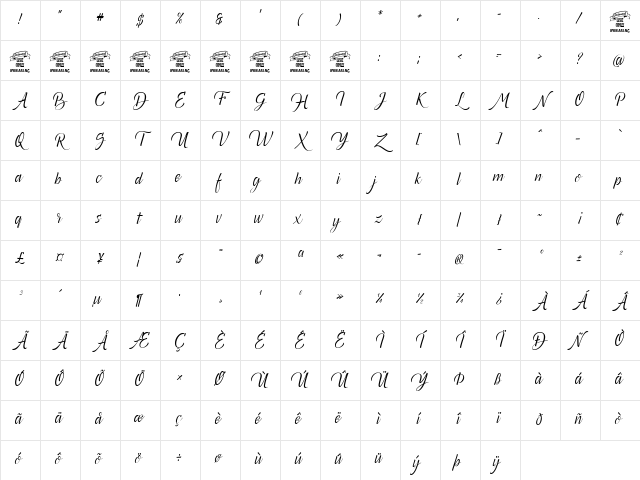 Canela Bark PERSONAL USE Regular Character Map